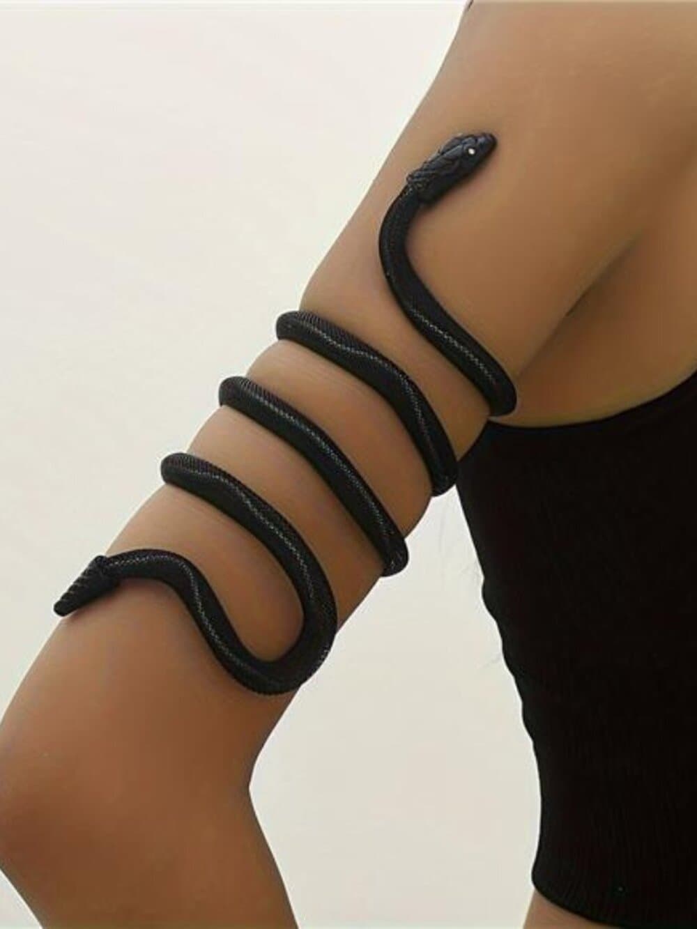 Women's Bold Retro Punk Style Black Snake Arm Chain Bracelet -