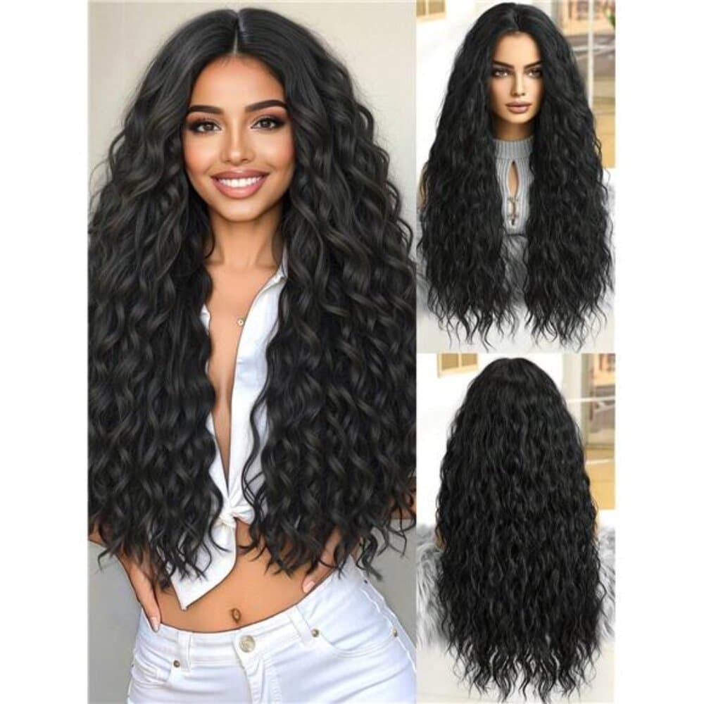 NewFashionable 28-Inch Long Curly Hair With No Bangs Synthetic Wigs: