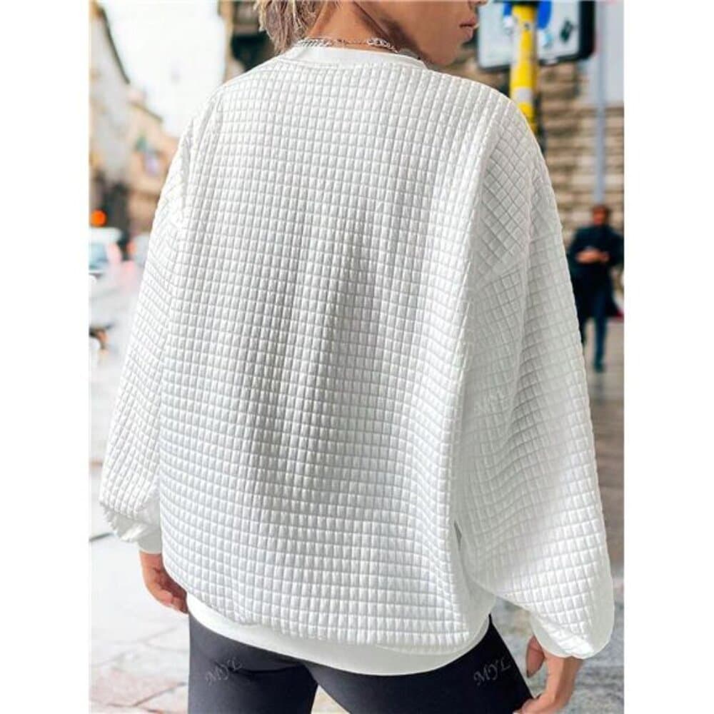 Valentine's Day Leopard & Plaid Love Print Women's Casual Waffle Sweatshirt