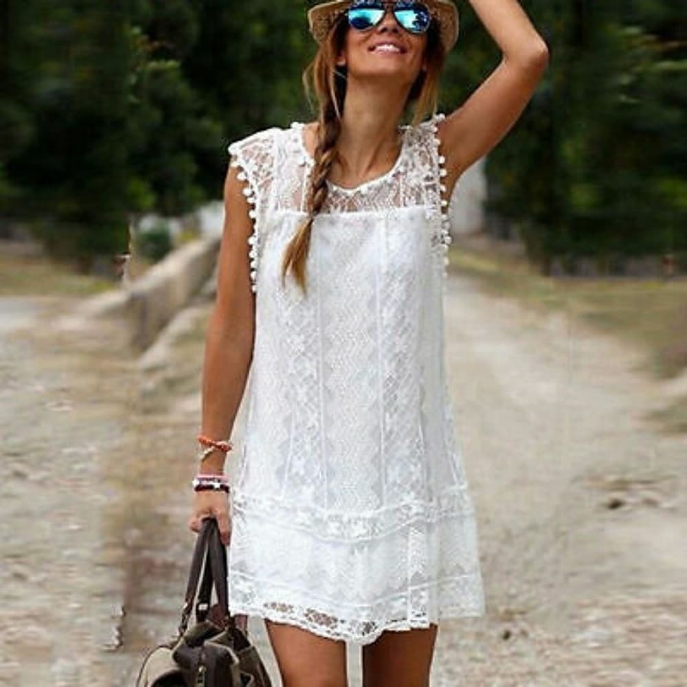 Beautiful Lace Sleeveless Cocktail Beach Mini Dres