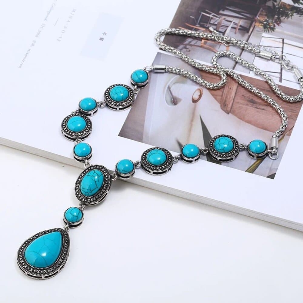 Retro Geometric Alloy Turquoise Plating Women's Pendant Necklace