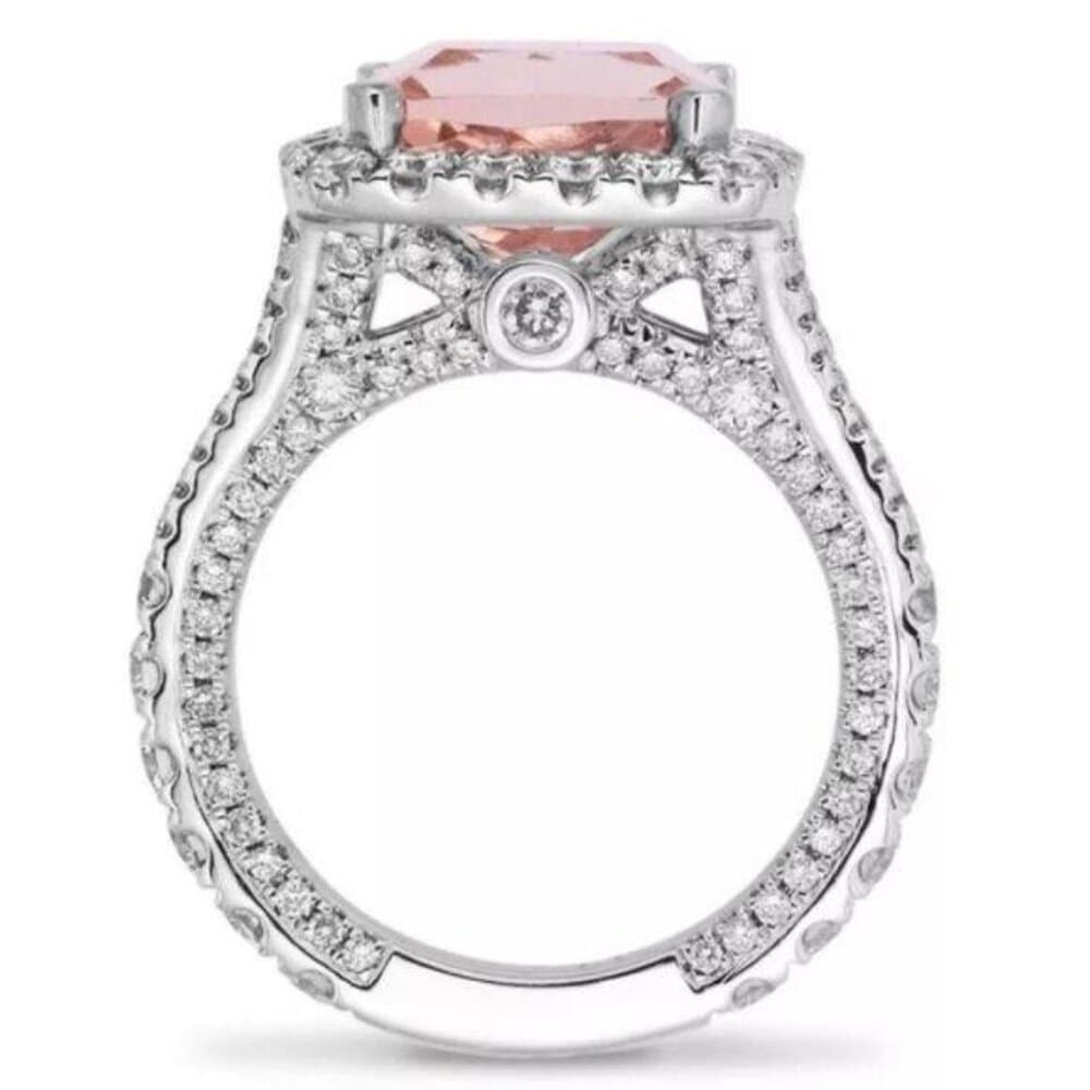 *NEW 5 ct Pink Topaz Diamond Halo Engagement Ring