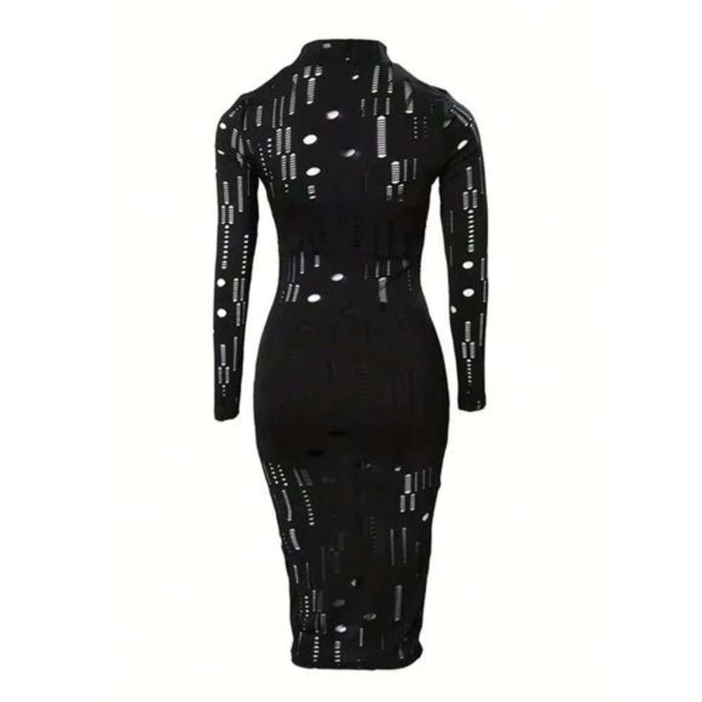 Hollow Out Mock Neck Bodycon Dress