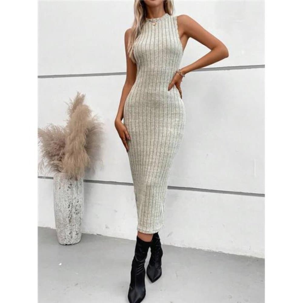 Solid Open Front Coat & Tank Dress