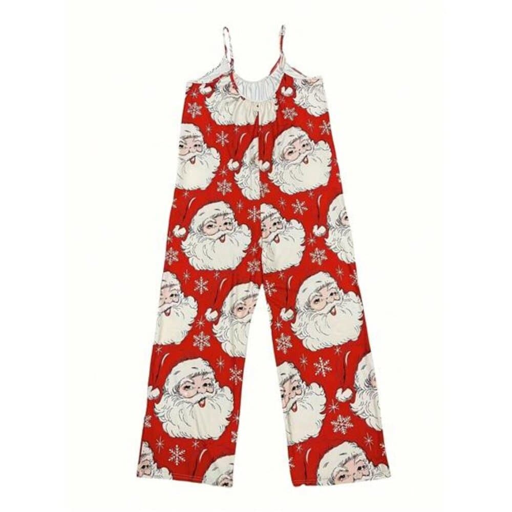 Bright Santa And Snowflake Print, Sleeveless Wide