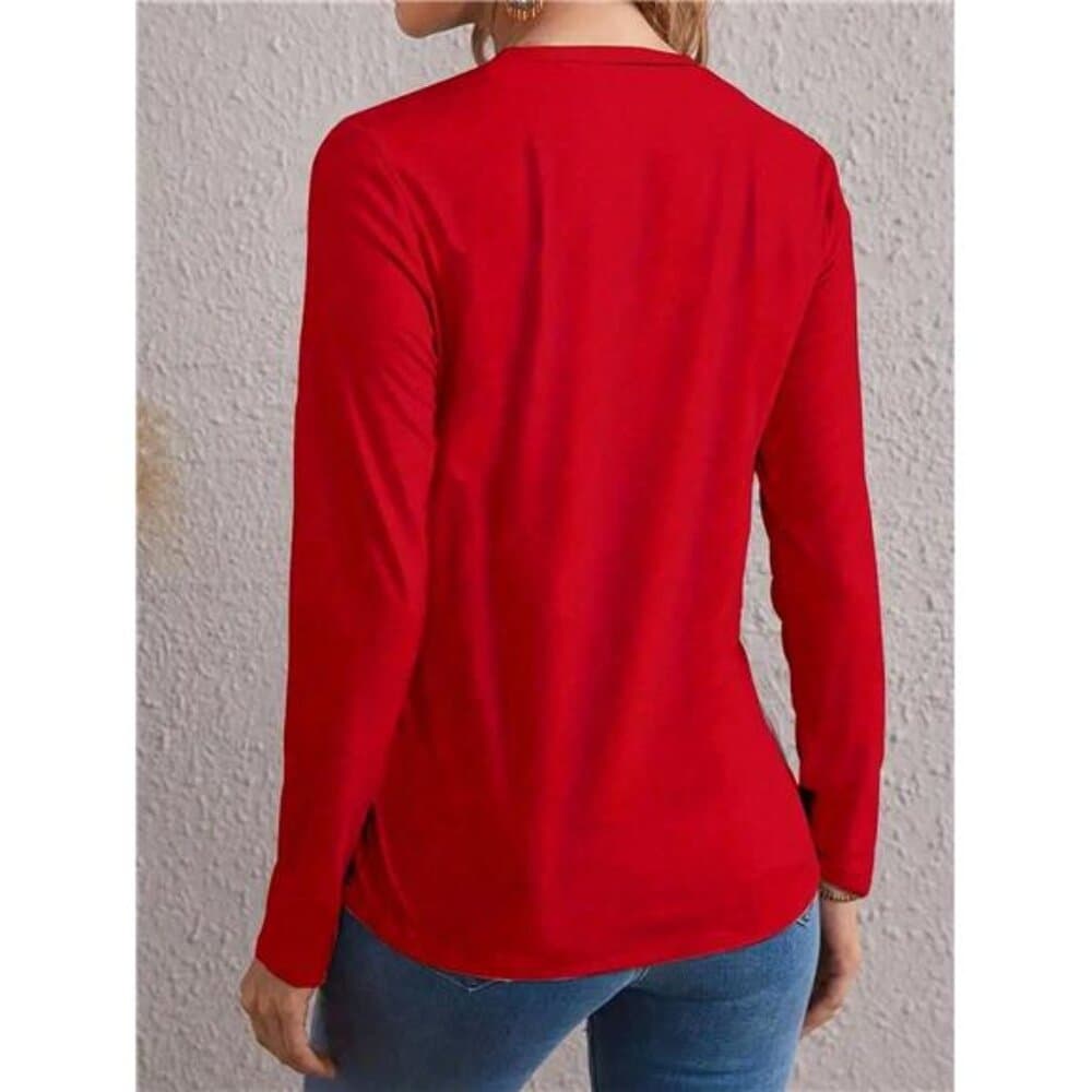 Christmas Funny Graphic Print Casual Crew Neck Long Sleeve T-Shirt