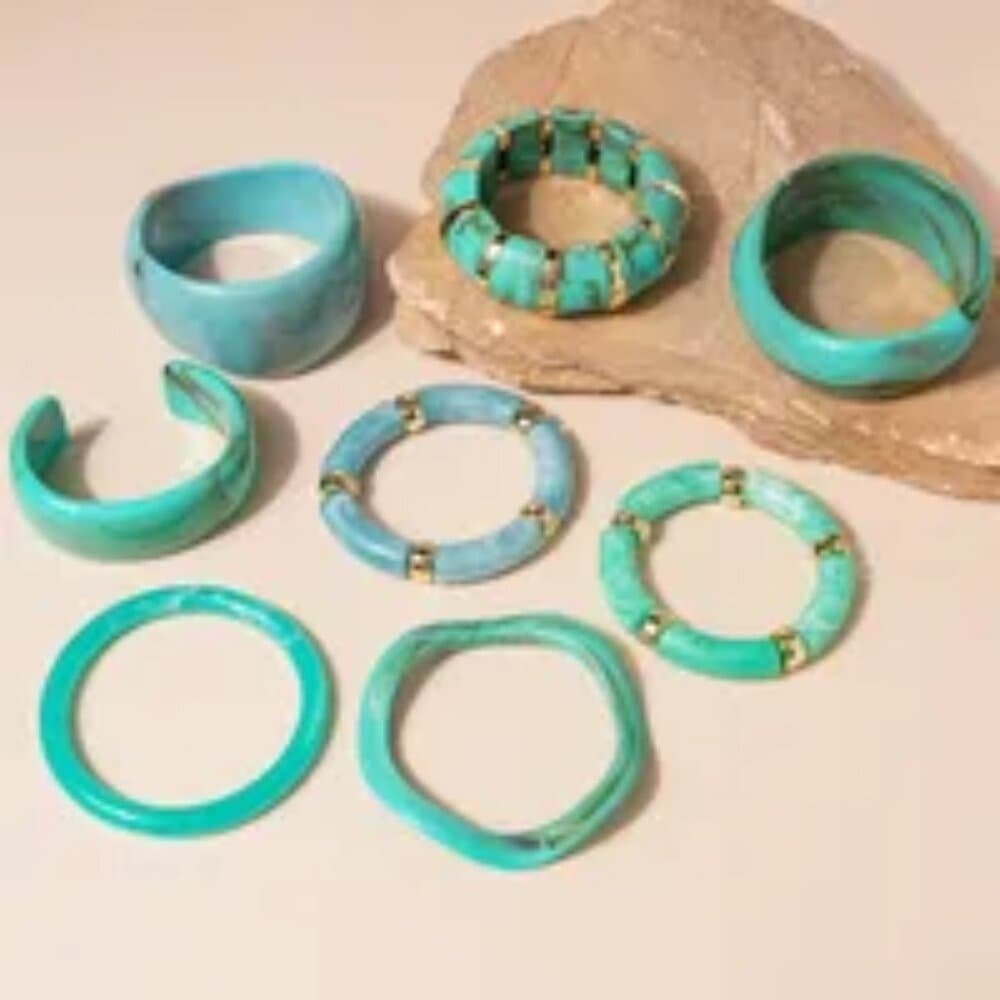 Blue Agate Geometric Resin Bracelet Fashionable Versatile Irregular Shape