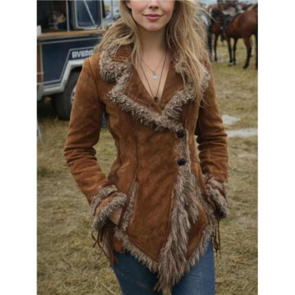 Women's Bohemian Vintage Coat | Collar Lapel Jacket Warm Outerwear
