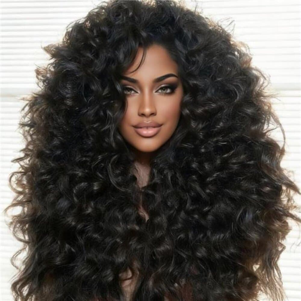Natural Color Deep Curly Wig with 13x4 HD Transparent Lace Front - Pre-Plucked