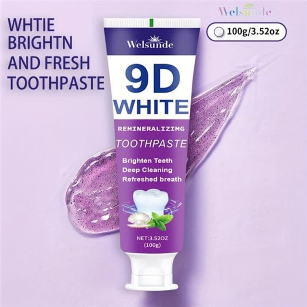 9D White Toothpaste for Deep Cleaning & Brighter Smile, Purple Hydroxyapatite