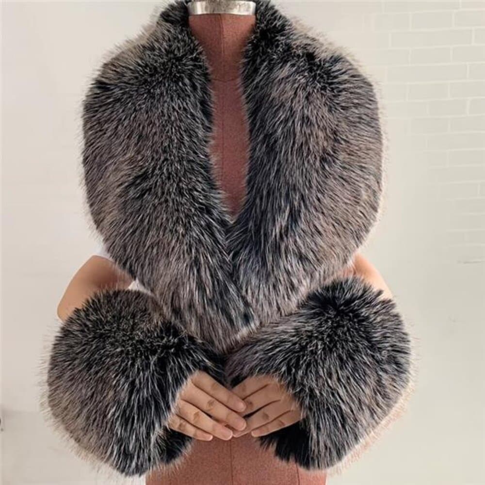 Winter Faux Warm Collar Coat, Parka, Down Jacket, Artificial Scarf, Stylish