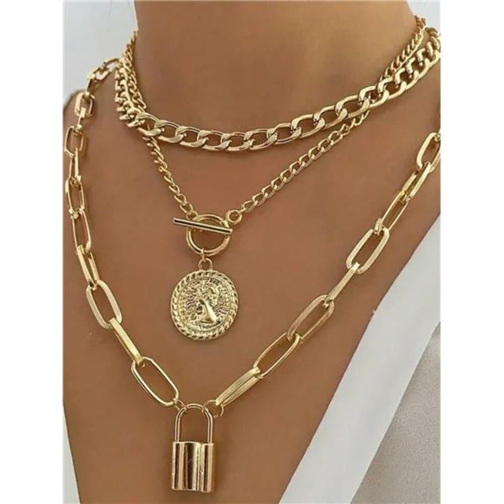 Stylish Punk Multi-Layer Necklaces - Durable Chain With Eye-Catching