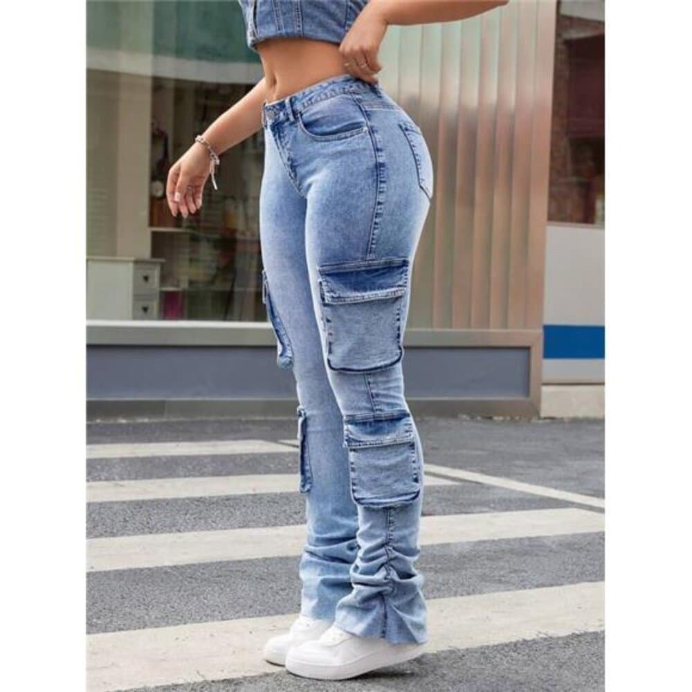 ICON Denim Cargo High Waisted Flared Pants