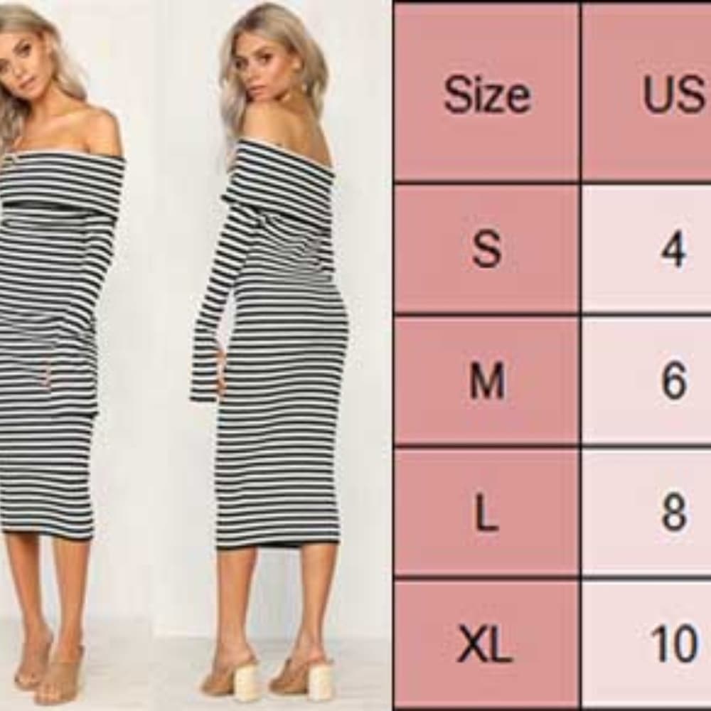 Striped White Black Boho Maxi Beauty Dress
