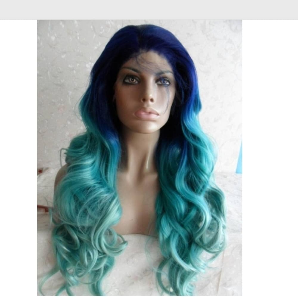 Ombre Blue Green Turquoise Lace Front Wig