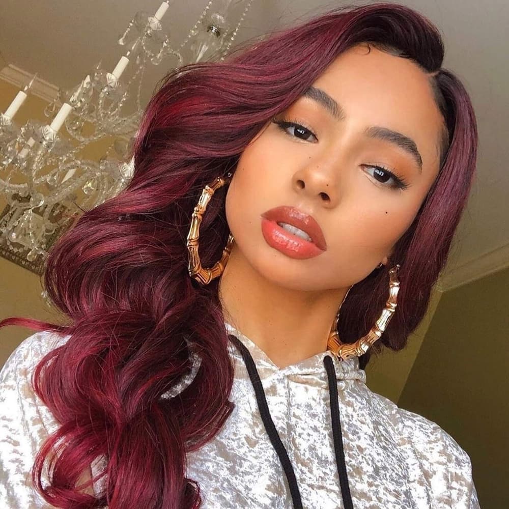 Black Burgundy Full Wig
