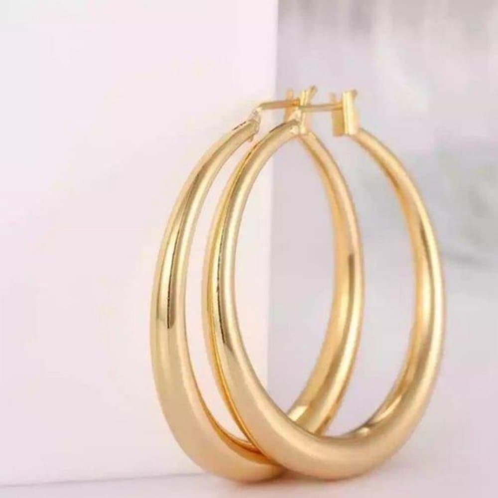 *NEW 18K Yellow Gold 1.5'' Round Hoop Earrings