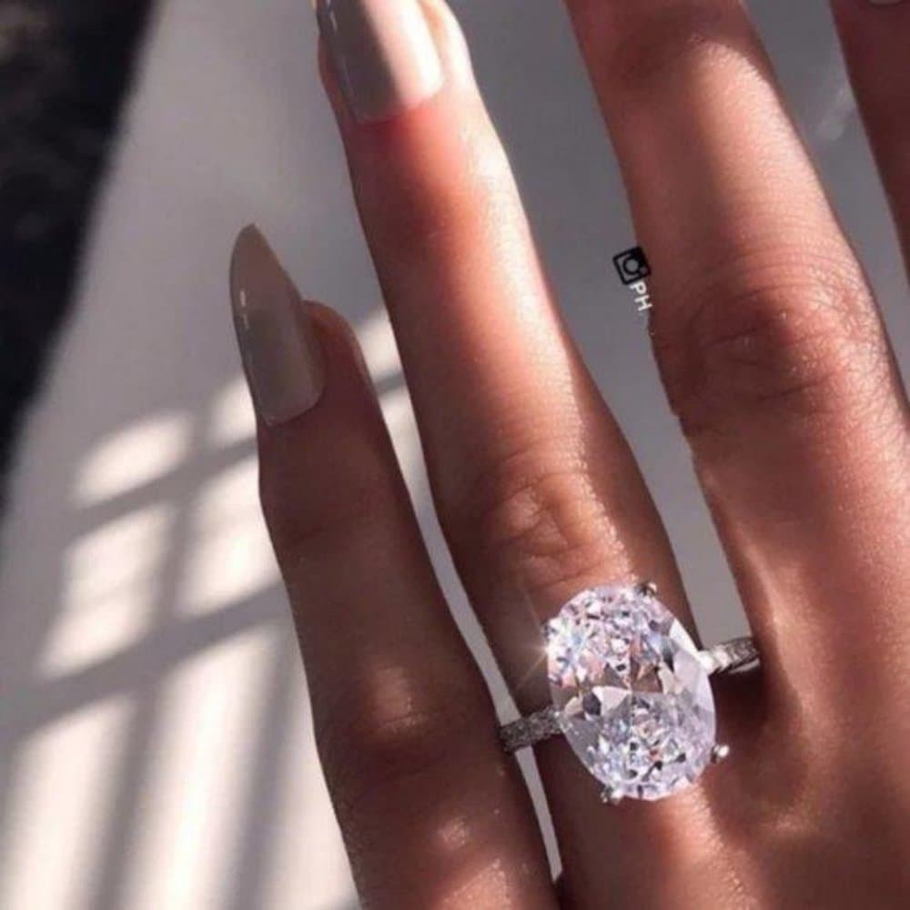 *NEW 5 CT Oval Cut Diamond Sterling Silver Ring