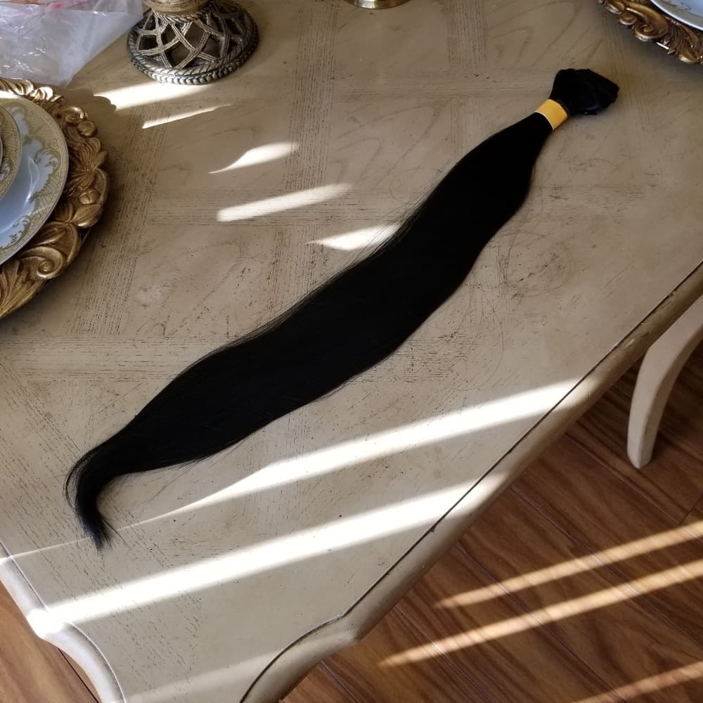 Black Straight Full Head clip in Extension