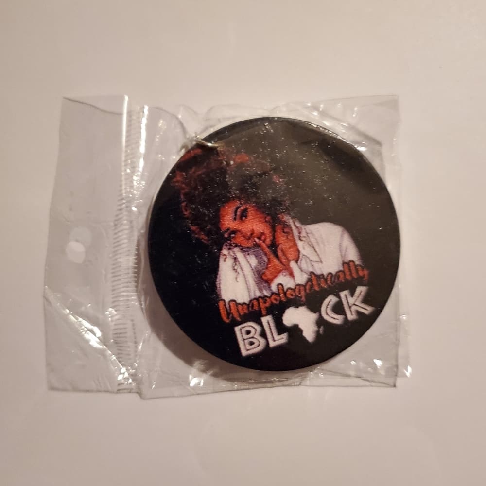 Black African American Wood Round Retro Hook Earrings