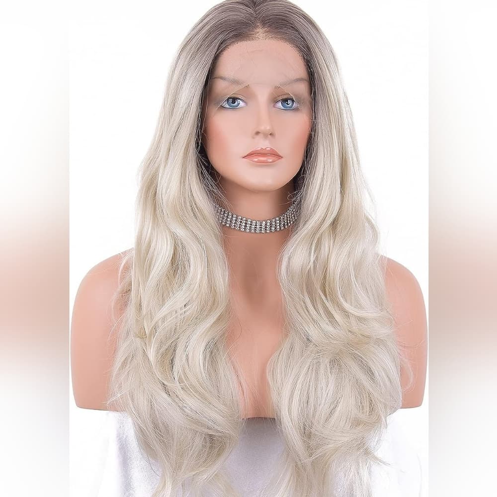 Ombre Blonde Human Hair Blend Lace Front Wig