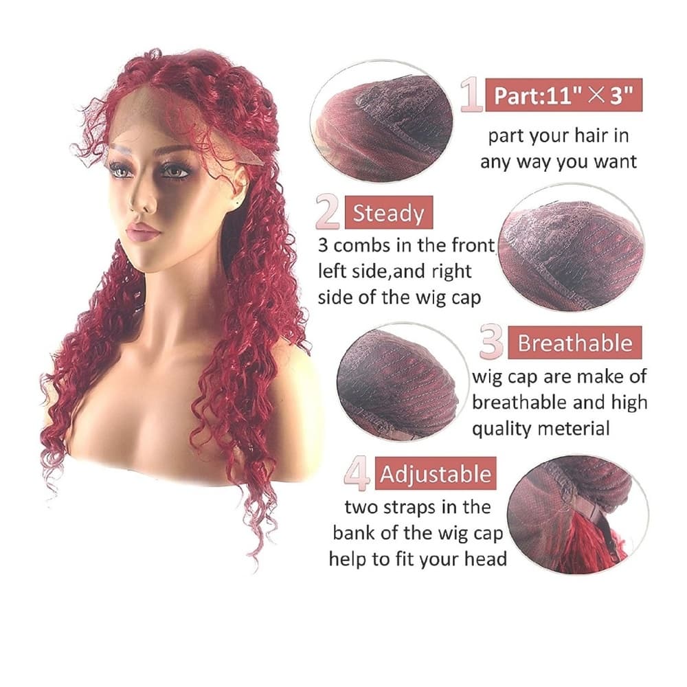 Red Waterwave Beauty Lace Front Wig