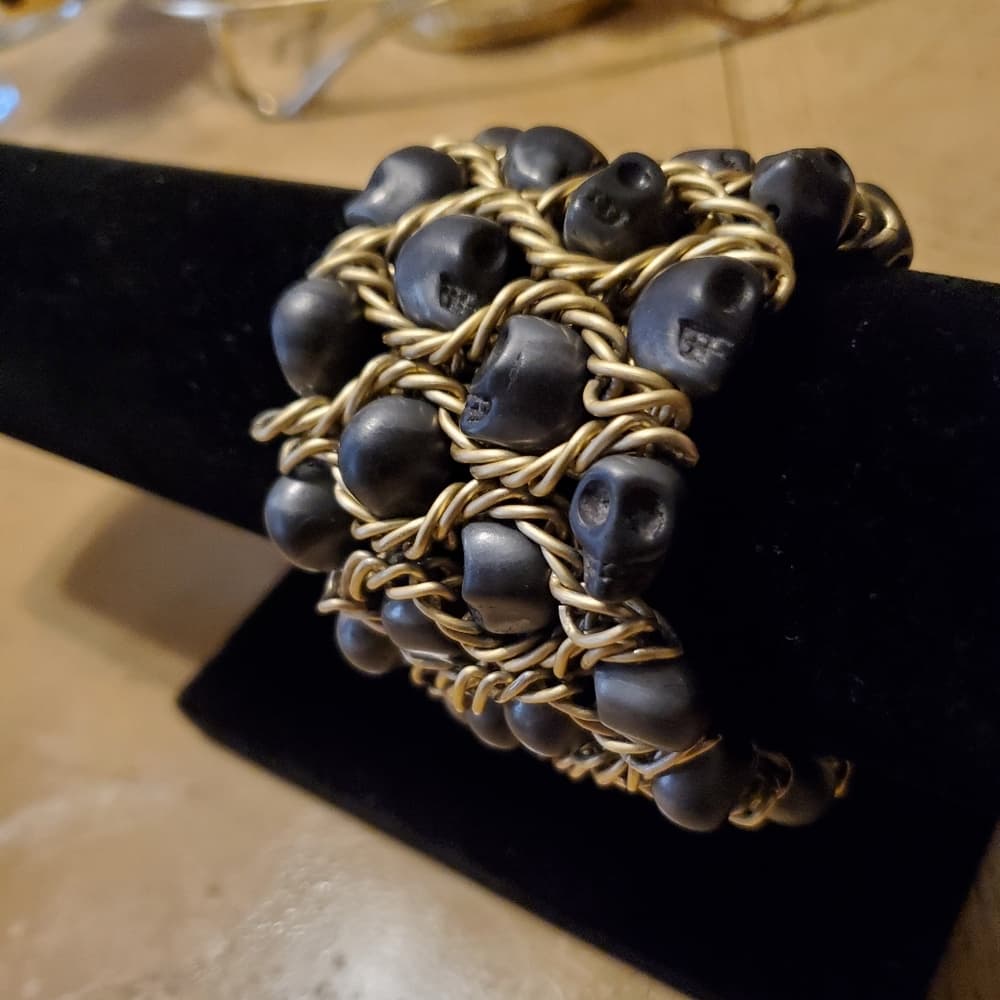 Black and Gold Skulls Bracelet