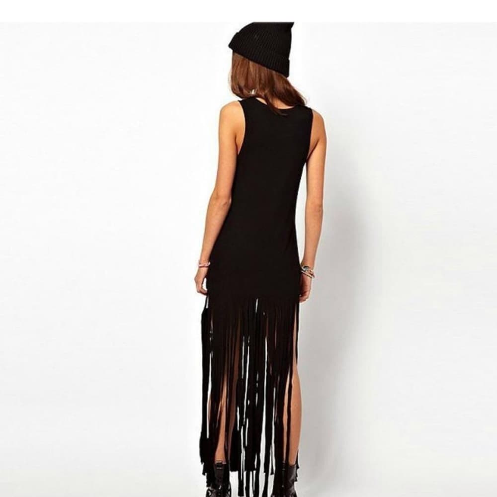 HIPPIE TASSEL LONG TEE DRESS CASUAL PUNK MAXI DRES
