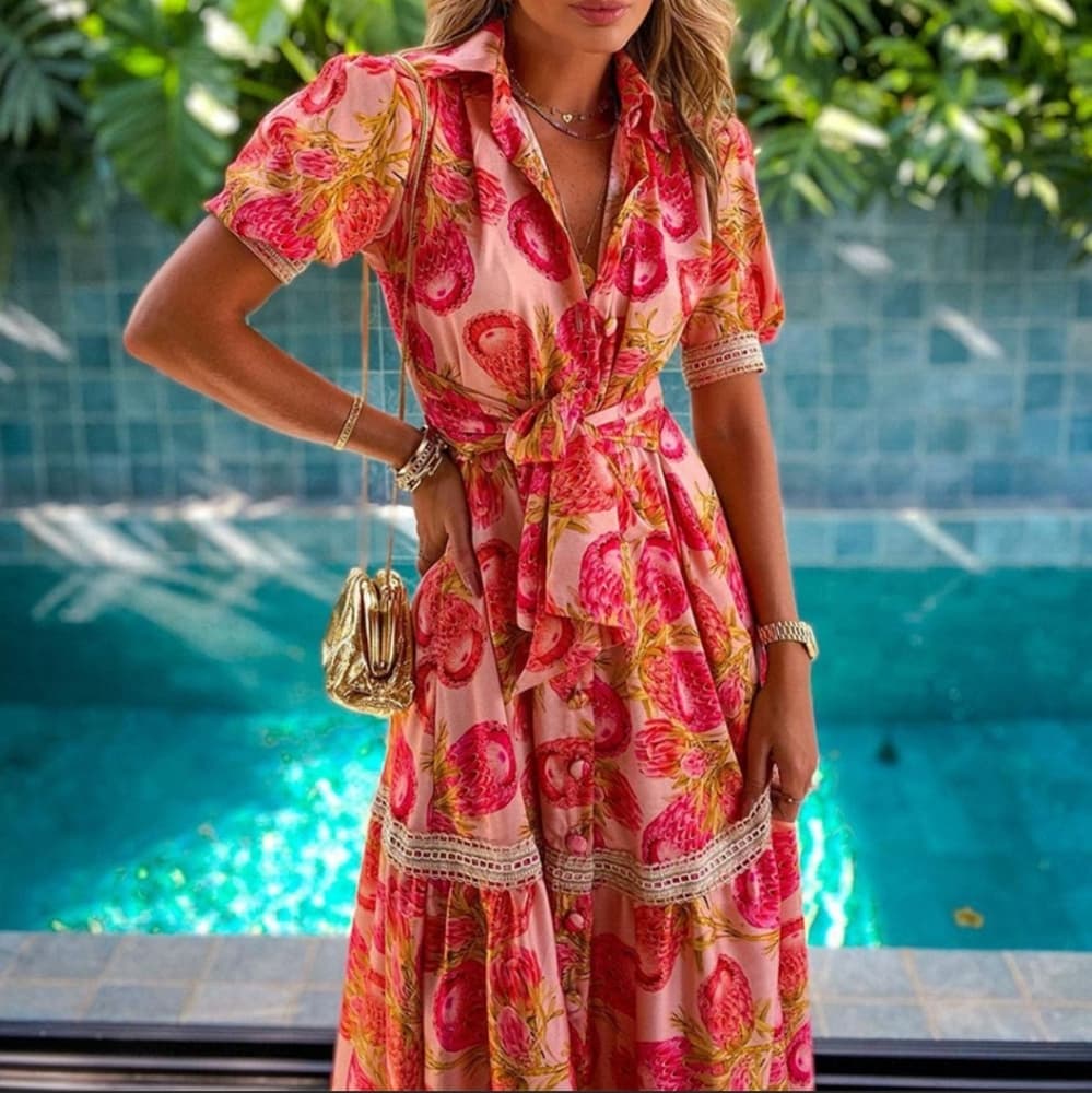 Beautiful Hippie Print Midi Dress