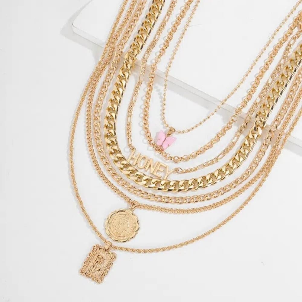 7 Pieces Ladies Vintage Fashion Pendant Necklace