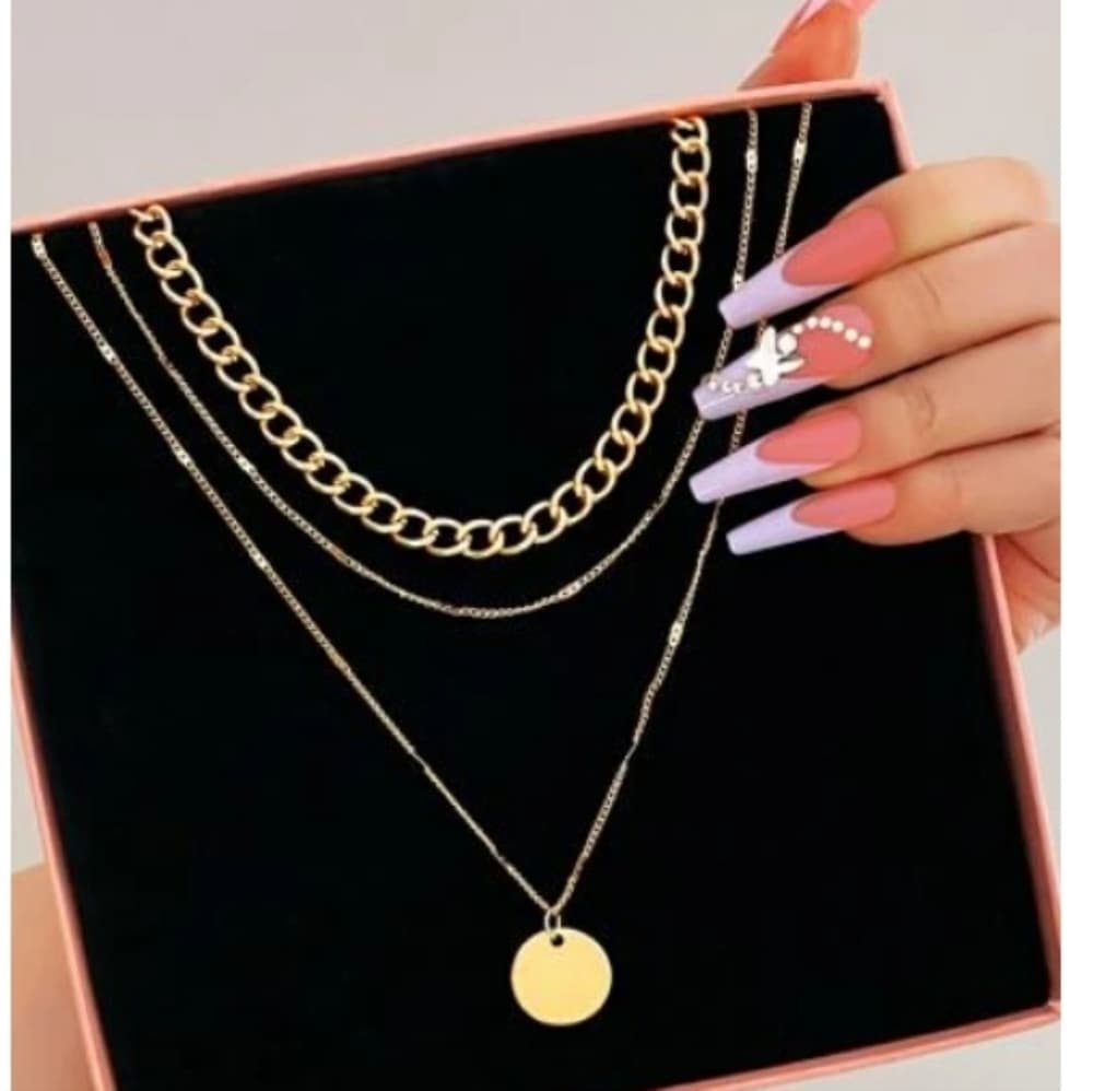 Round Charm Layered Necklace