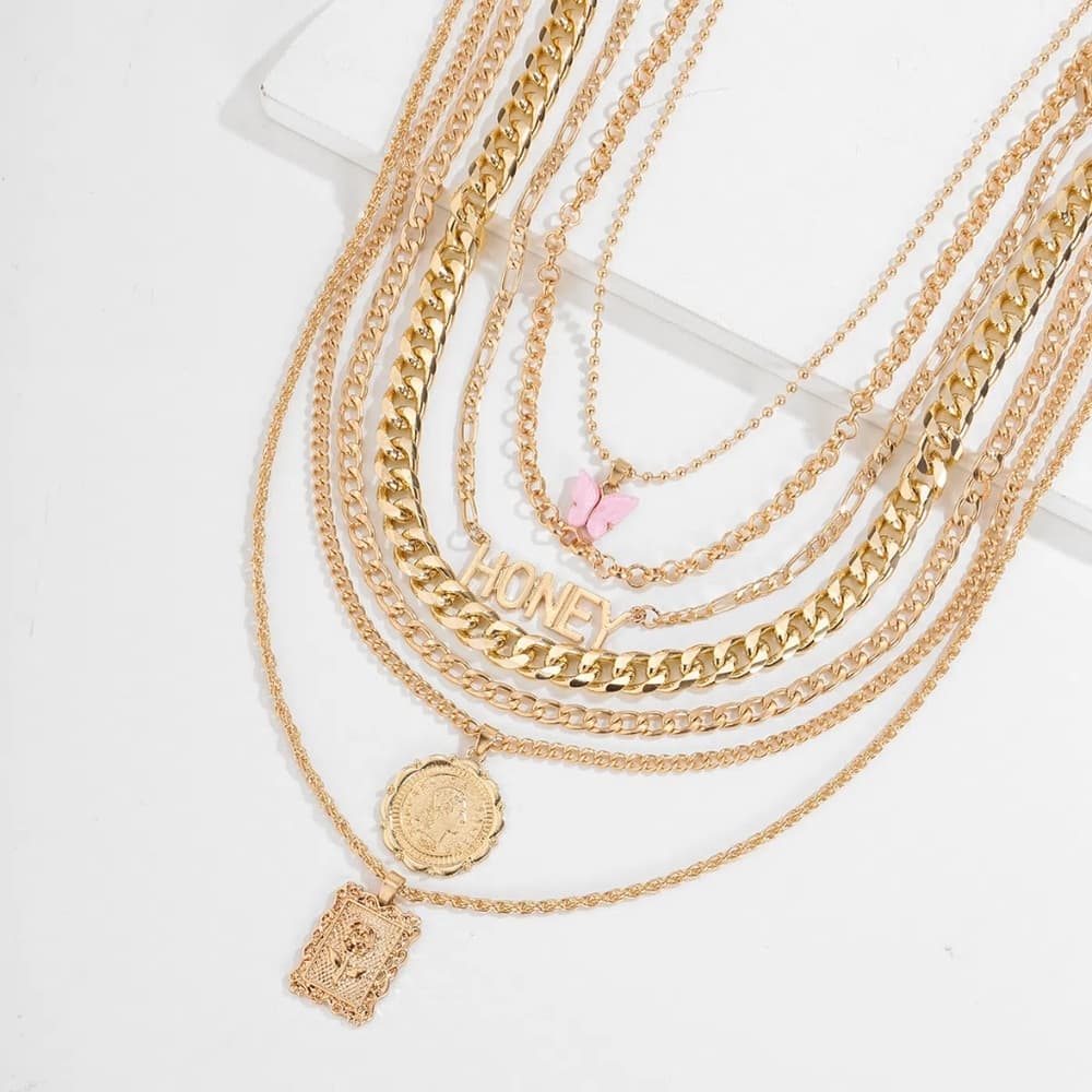 7 piece Vintage Gold Necklaces