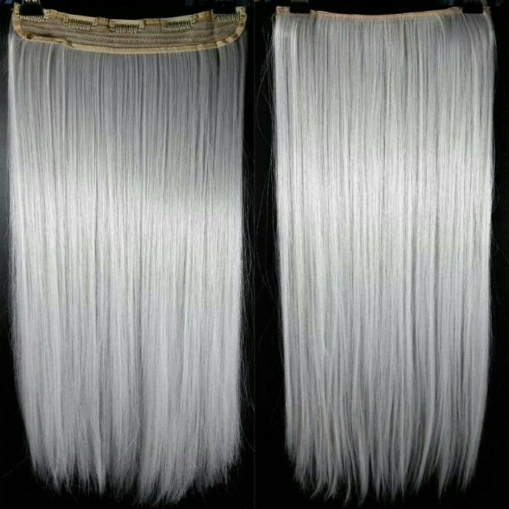 Silver Gray Full Head Clip In Extension
