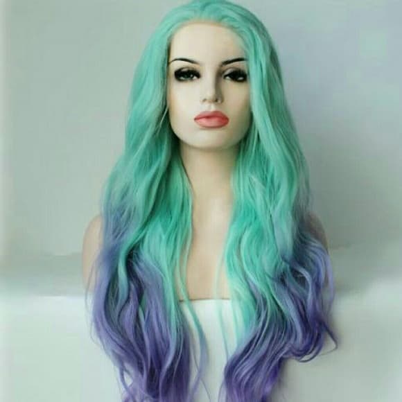 Green Purple Ombre Lacefront Wig