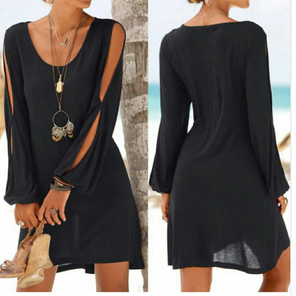 Black Casual Hollow Out Dress