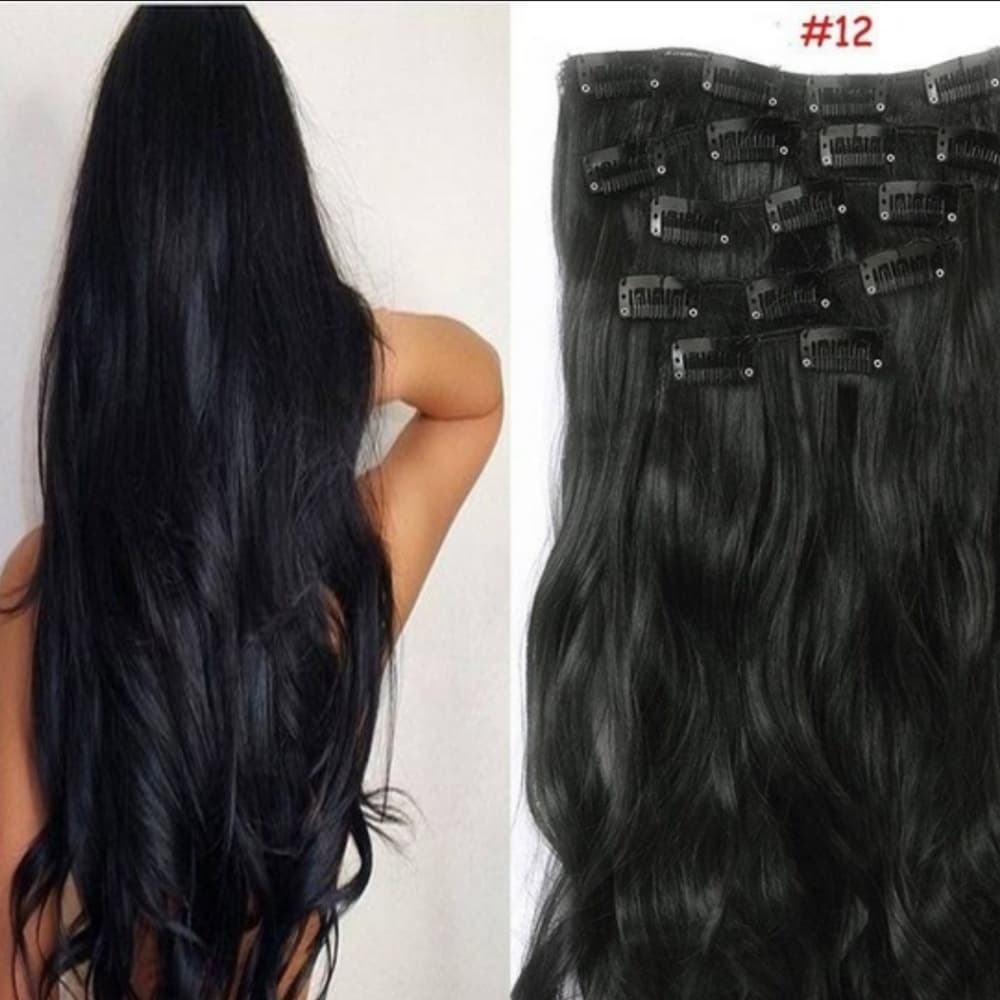 Black Full Head Clip in Extension