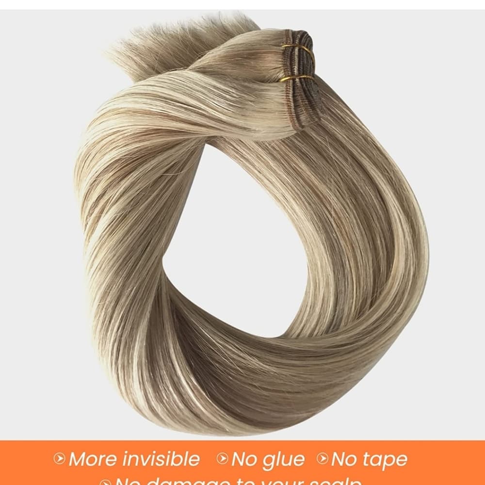 Blonde Human Highlights Clip in Extensions