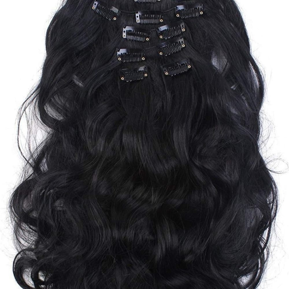 Black Wavy Full Head Clip in Extension
