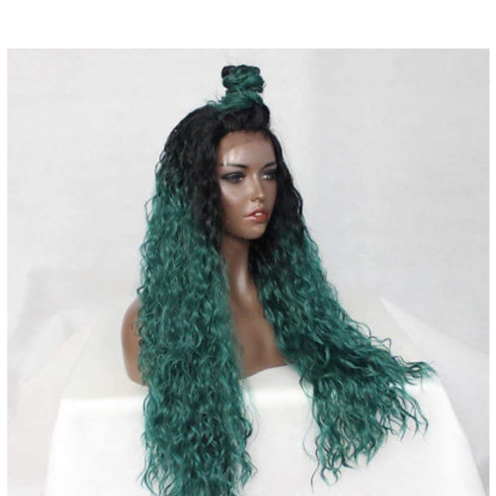 Black Green Lace Front Wig