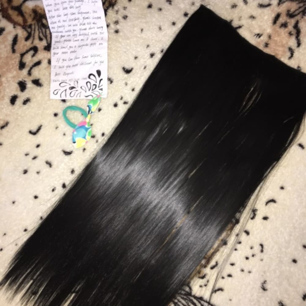 Black Straight Full Head clip in Extension