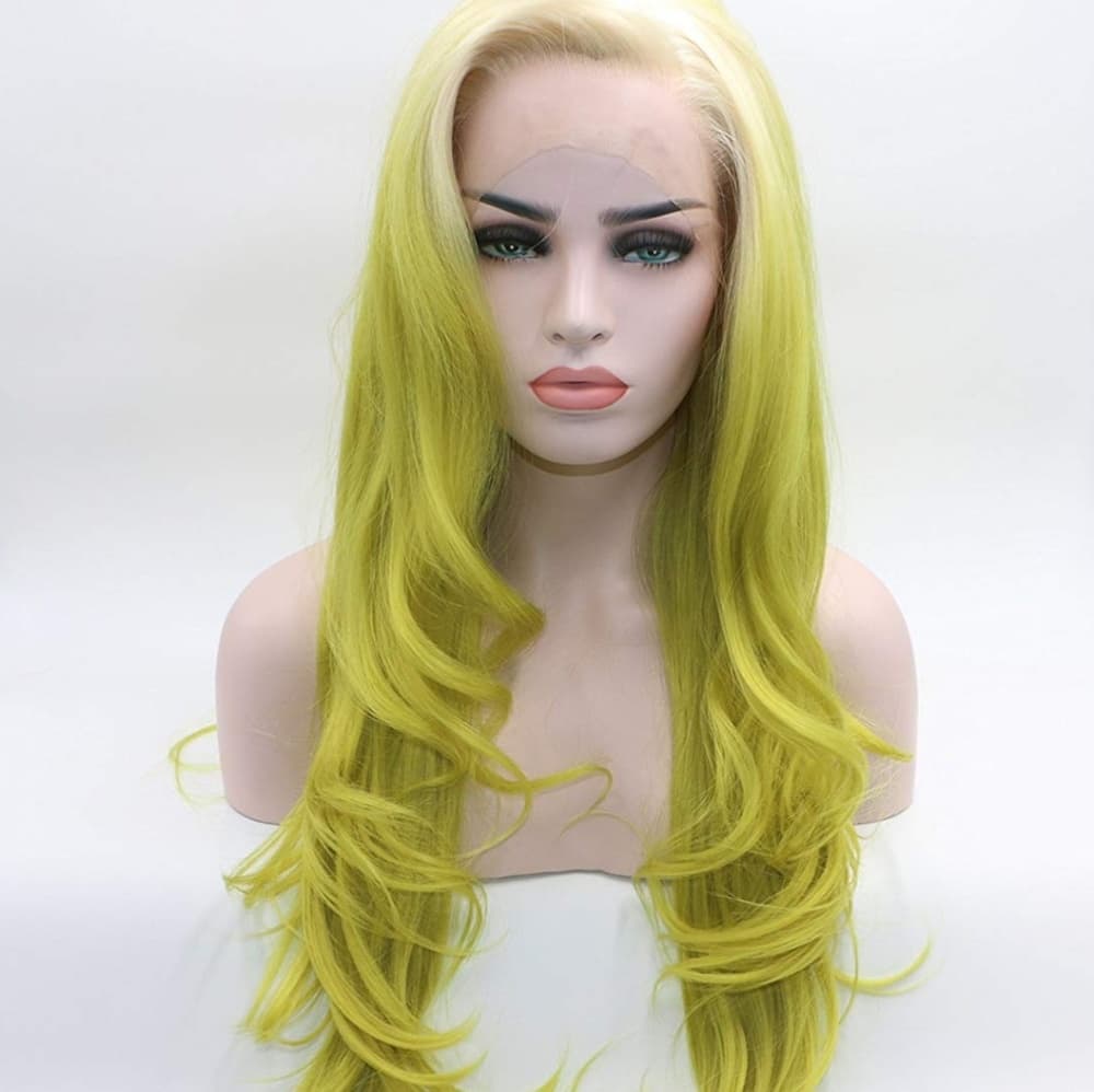 Ombre White Yellow Lace Front Wig