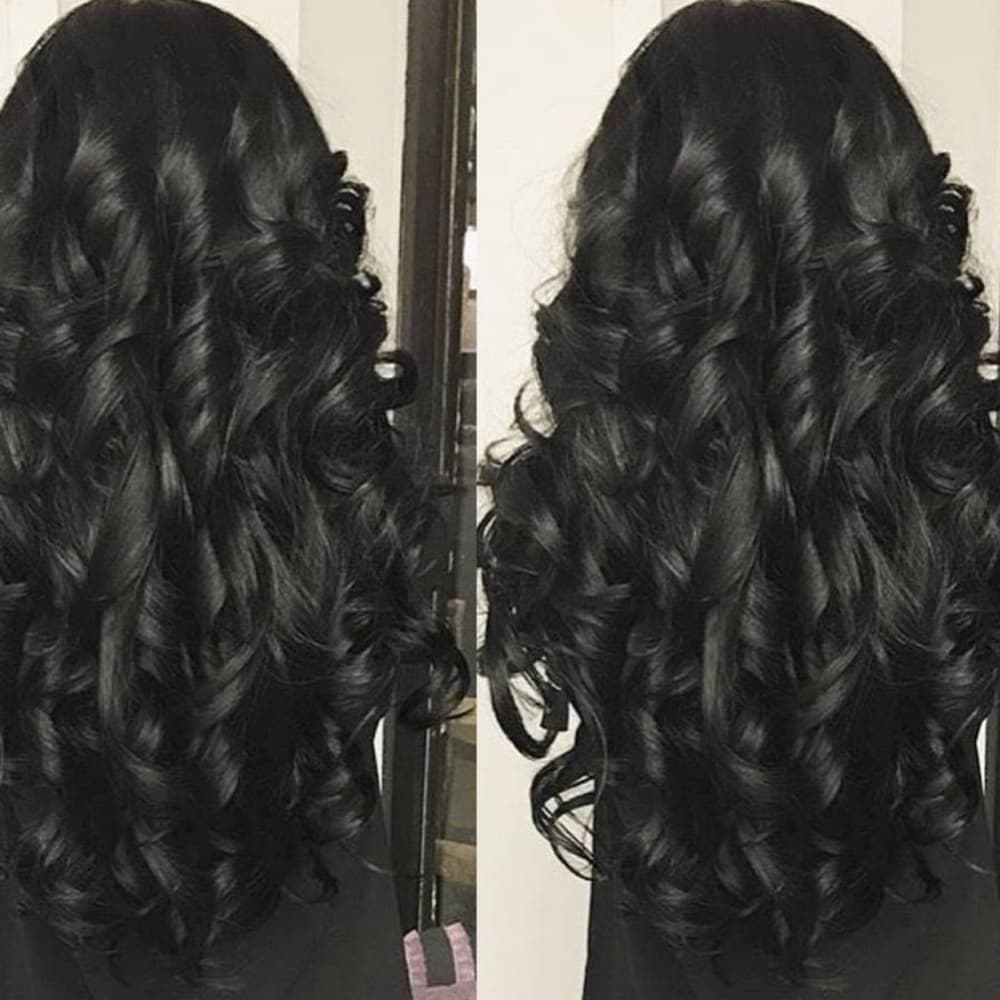 Black Full Head Clip in Extension