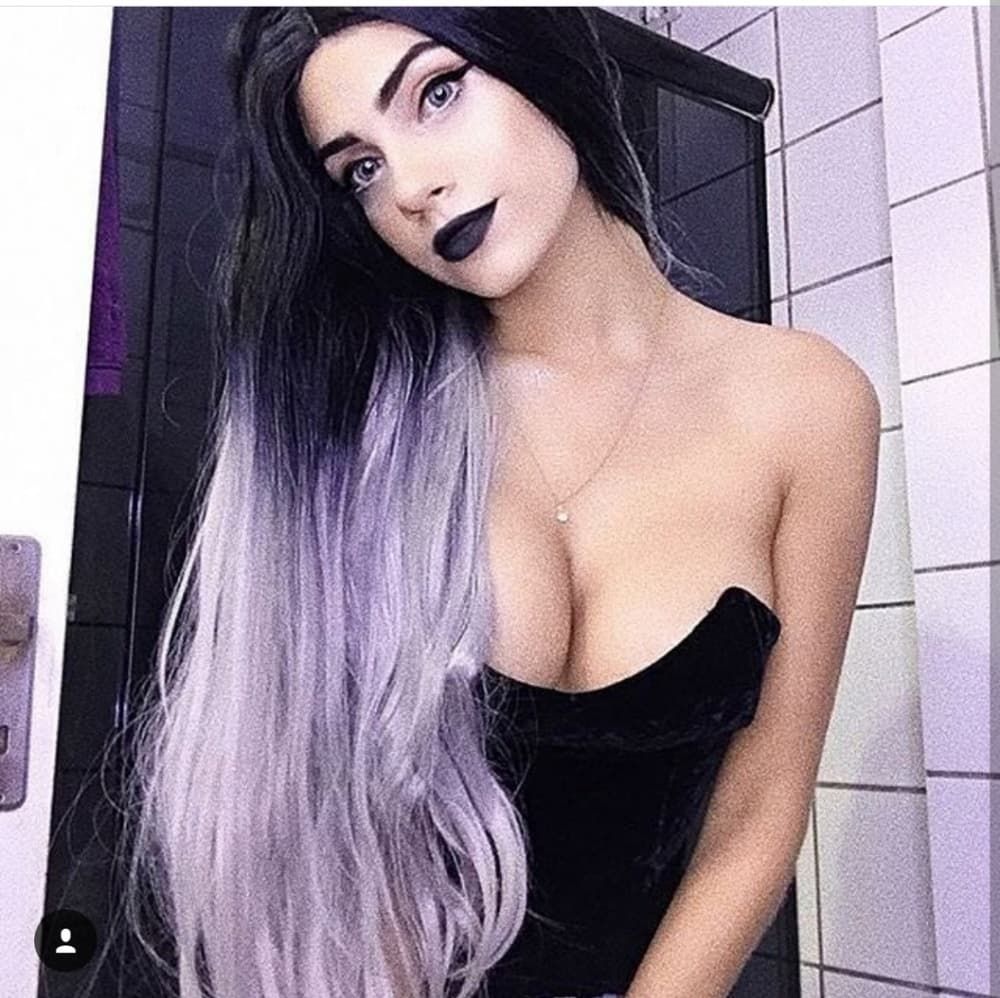 Black Gray Lace Front Wig