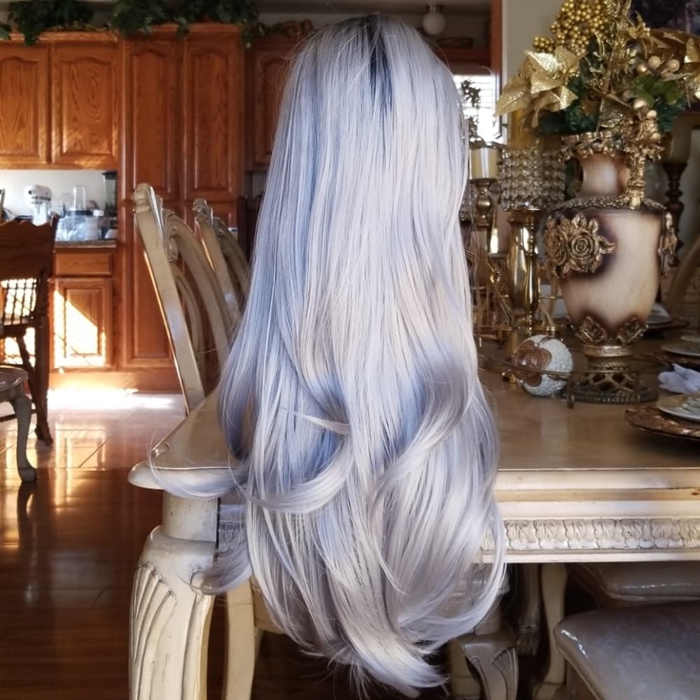 Ombre Black Gray Beauty Lace Front Wig