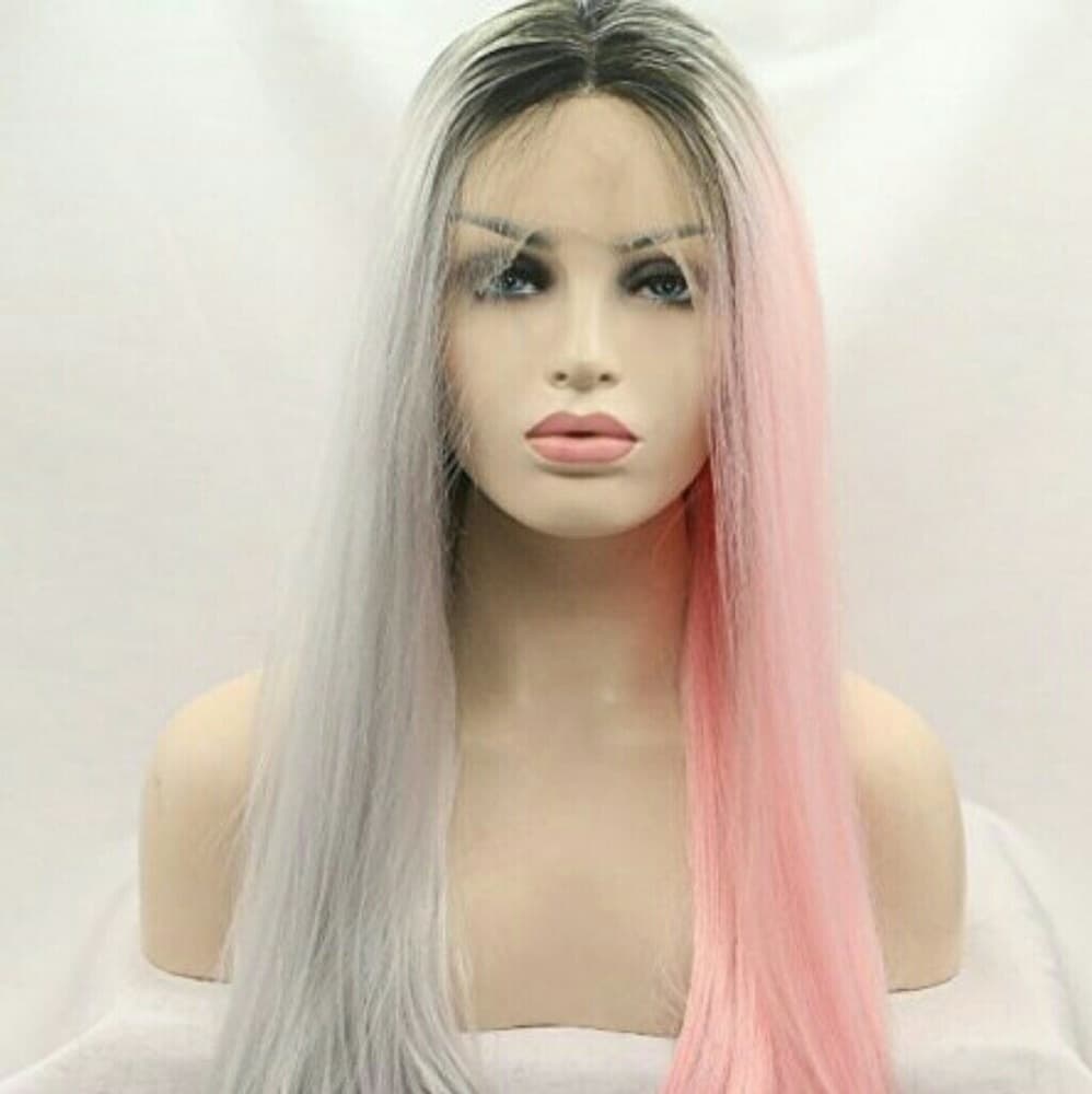 Ombre Gray Pink Lacefront Wig 22--26 inches!!