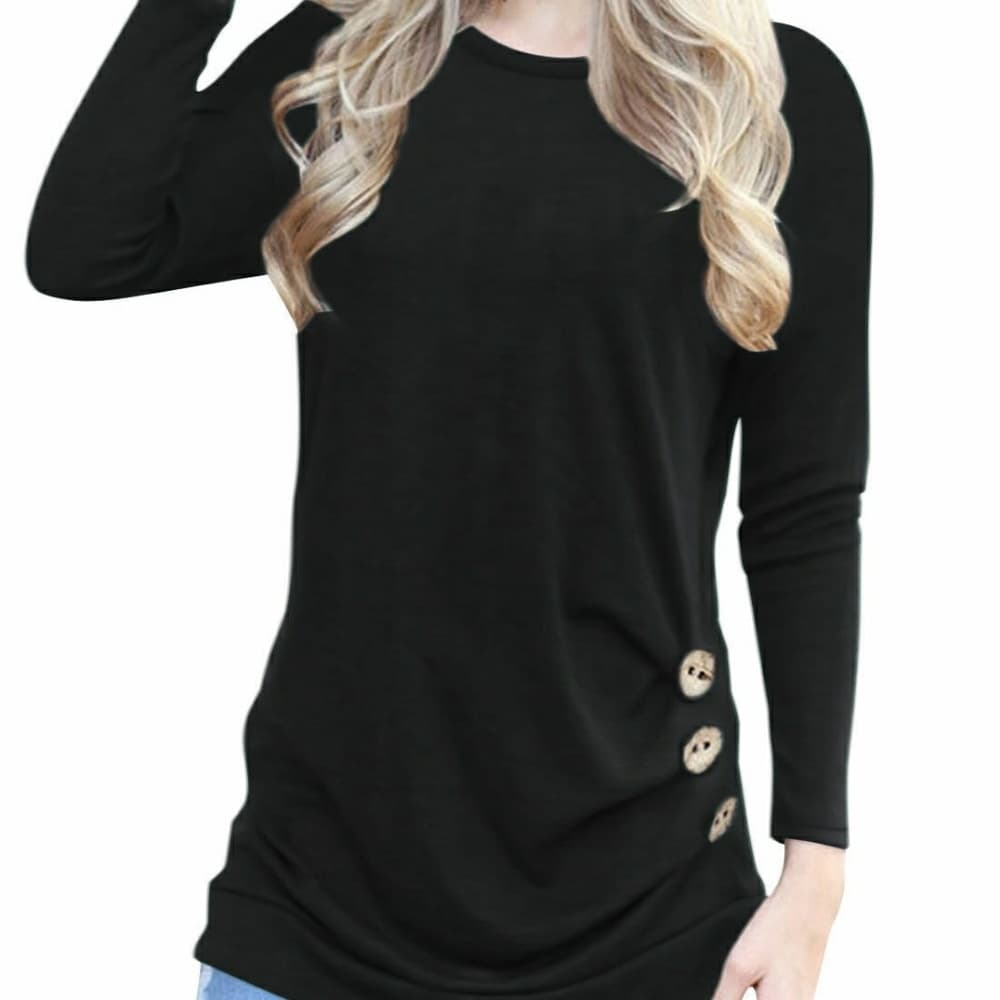 Long Sleeve Loose Button Top