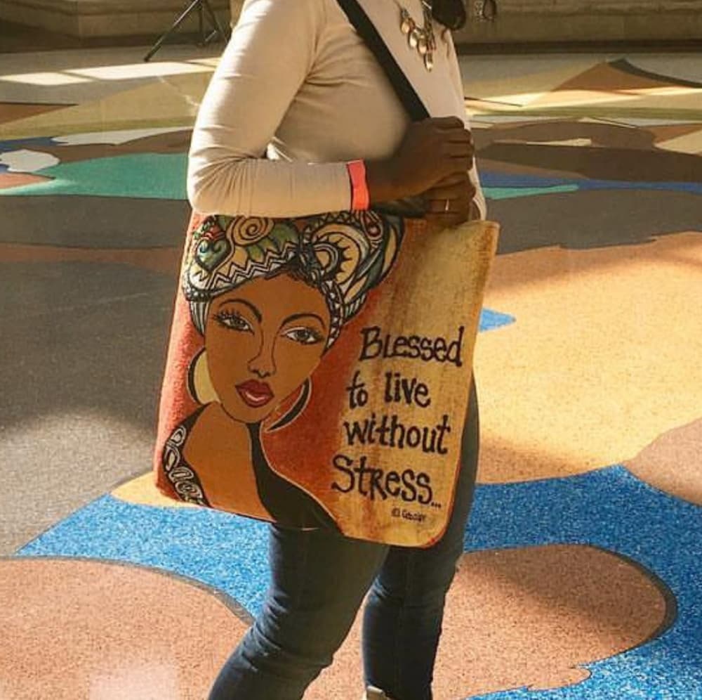 Beautiful Blessed to live without stress bag
