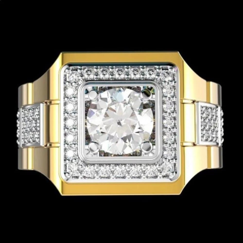 Men’s icy flashy bling rock ring two tone Brand New!!
