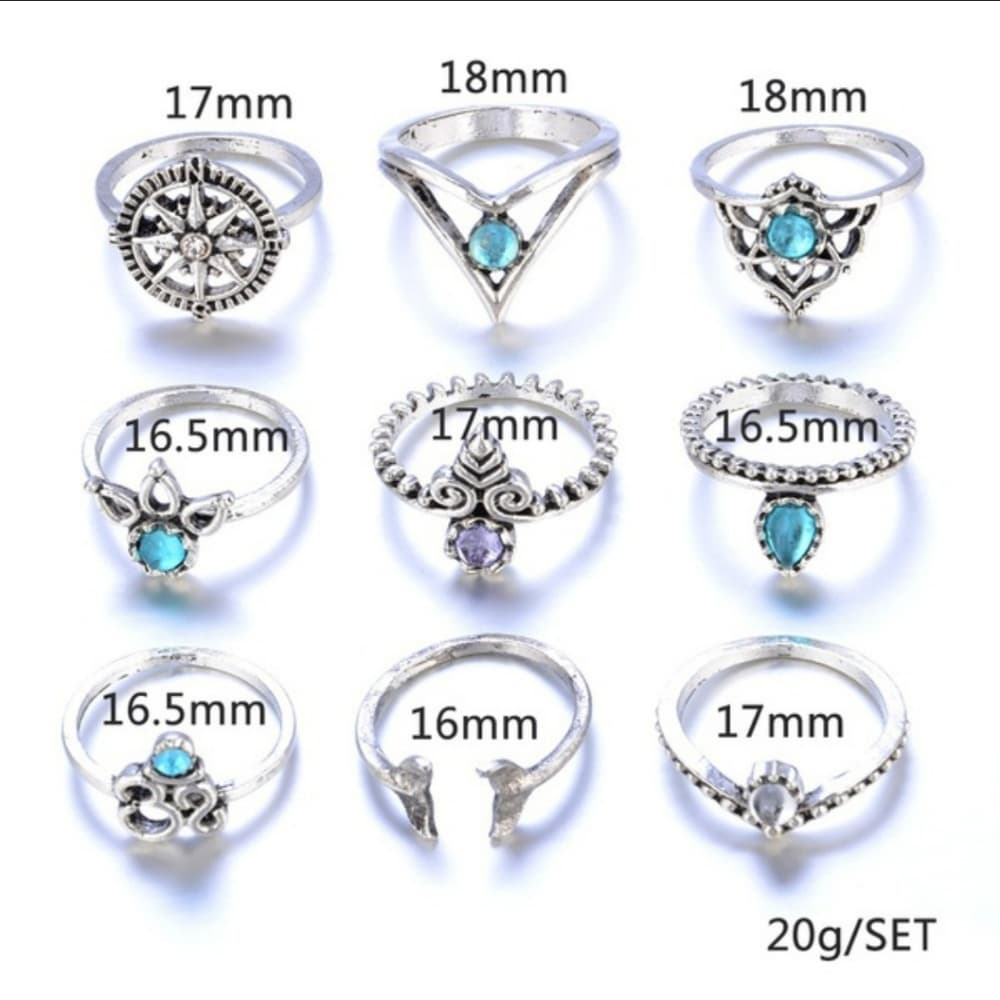 Retro Acrylic Ring 9 piece set
