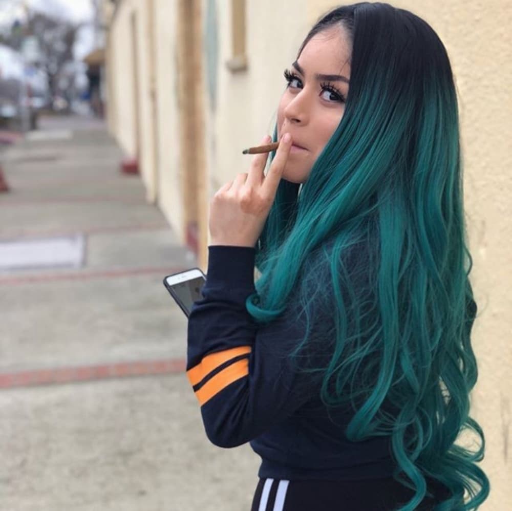 Ombre Black Green Beauty Lace Front Wig